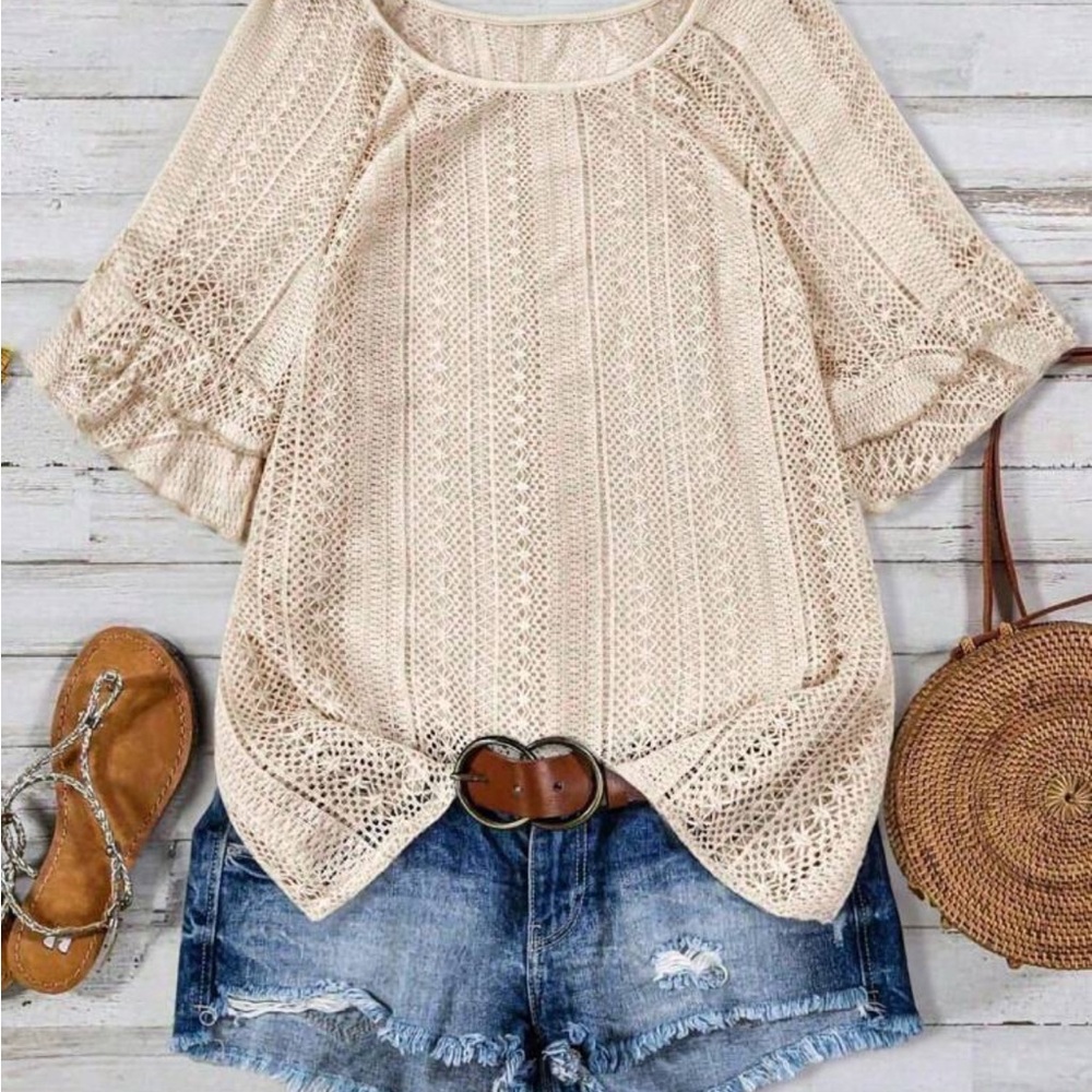 Women's Cream Crochet Top